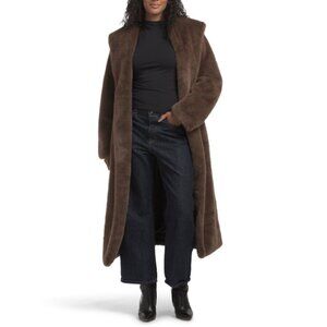 REBECCA MINKOFF Cafe Faux Fur Hooded Wrap Coat